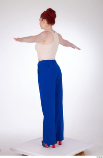 Yeva beige crop top blue pants casual dressed standing t-pose…